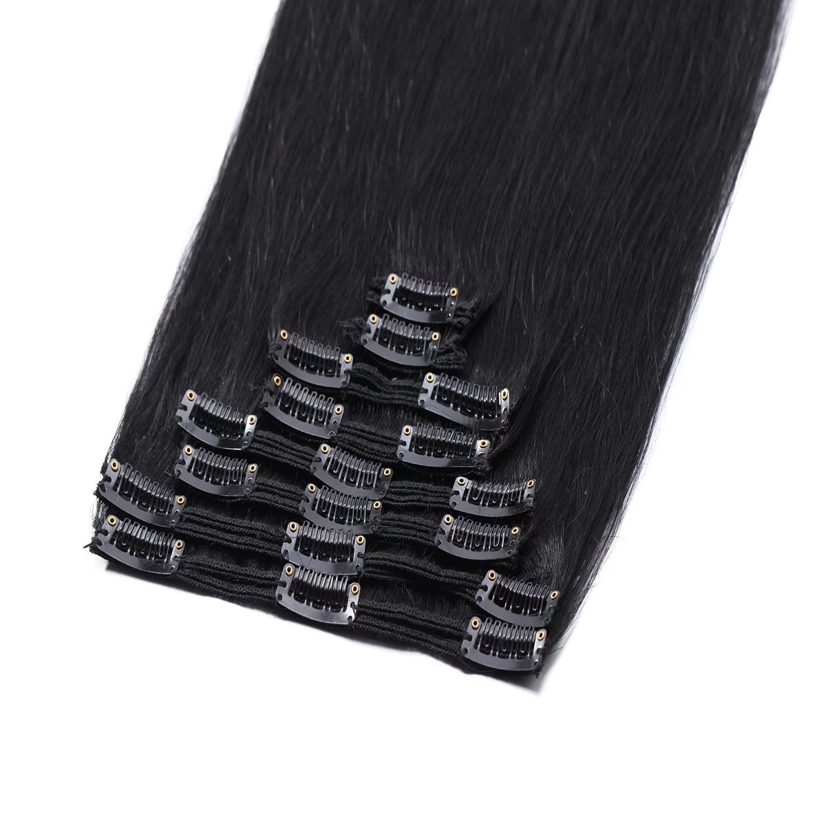 MY-LADY Extra Thick Clip in 100% Remy Human Hair Extension Double Weft Full Head Natural Hairpiece 110-170g #01 Jet Black 20inch