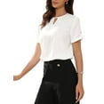 thumbnail image 4 of Blusas de Negocios Casual de Manga Corta de Color Sólido con Cuello en V para Mujeres L Blanca, 4 of 6