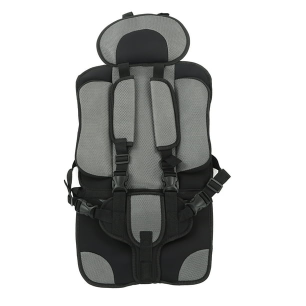 Asiento de seguridad para niños, asiento portátil para coche, plegable, con correa ajustable, accesorio de viaje, asiento protector, color gris oscuro.