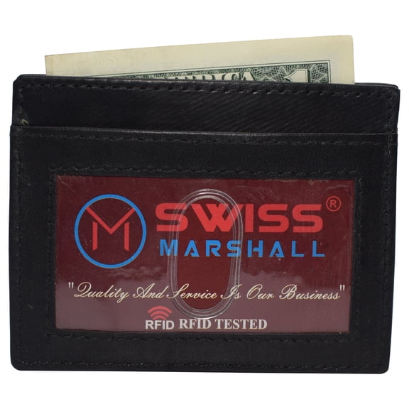 RFID Blocking Front Pocket Slim Leather Bifold Wallet Credit Card Case Holder ID Window