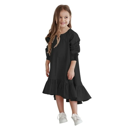 

Qufokar Baby Tutu Dress 6-12 Months Dress With Diaper Cover Kids Little Girls Daily Dress Autumn Long Sleeve Solid Irregular Princess Dress Ruffle Casual Party Dresses Outfits Clothes