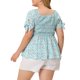 thumbnail image 3 of Blusas de verano de talla grande para mujeres Agnes Orinda, con cuello cuadrado, fruncido, lazo, mangas cortas y peplum, 2X azul claro, 3 of 6