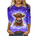 thumbnail image 1 of Staron Liquidation T-Shirts à Manches 3/4 pour Femmes Col Rond T-Shirts Animaux de Dessin Animé Chemises Habillées d'Été T-Shirts Basiques Hauts T-Shirts d'Été Tendance, 1 of 5
