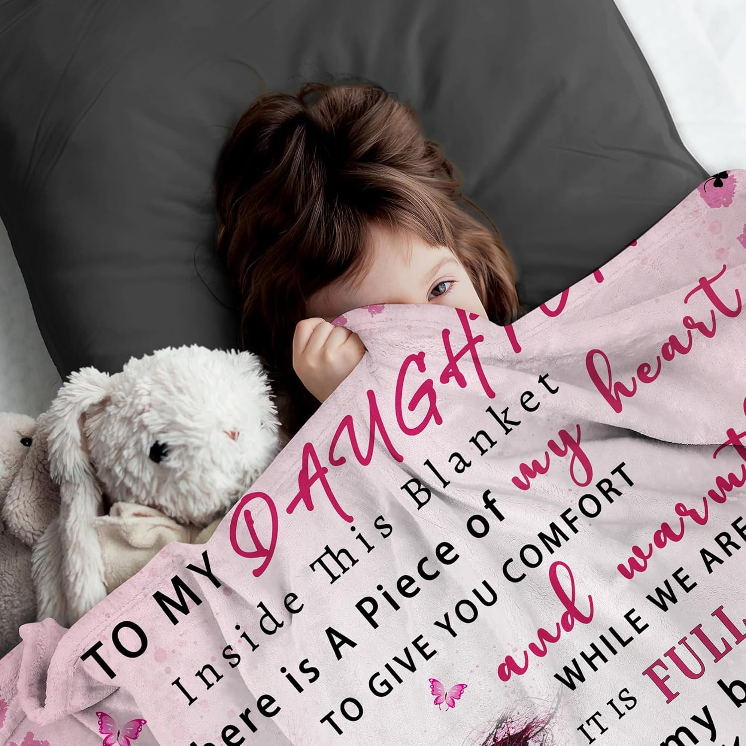Daughter Blanket from Mom, Daughter Gifts from Mom, Daughter Gifts, Daughter Birthday Gifts, Gifts for Daughter, Daughter Gifts for Christmas, Graduation, Blanket for Daughter, Pink Butterfly