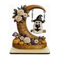 thumbnail image 2 of romoty Halloween Wooden Ghost Swing Decor, Witch Hat Ghost on Moon Swing 5.91 Inch Floral Tabletop Statue Figurine for Fireplace Mantel, 2 of 8