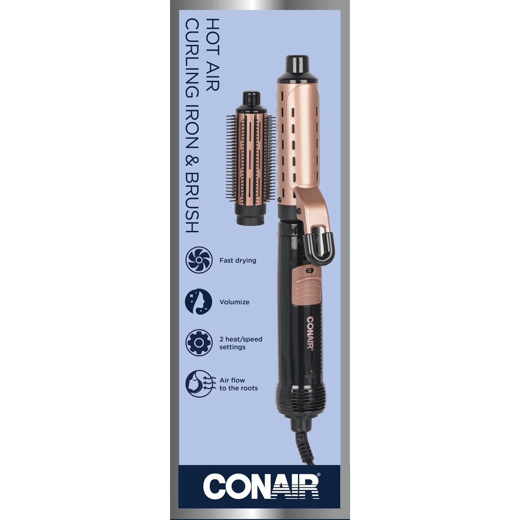 Brosse Lissante Et Bouclante Thermique Bleue - Fer à Friser Brosse AE-504 - Avec Adaptateur De Prise