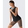 thumbnail image 5 of G4Free Lyocell Side Slits Women's Workout Tank Tops Soft Loose Fit High Neck Athletic Tanks Stretch Gym Running Top, 5 of 8