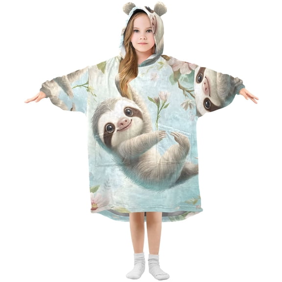 joogoo Wearable Blanket Hoodie Cute Sloth for Flannel Sherpa Pocket 3-14 YR M