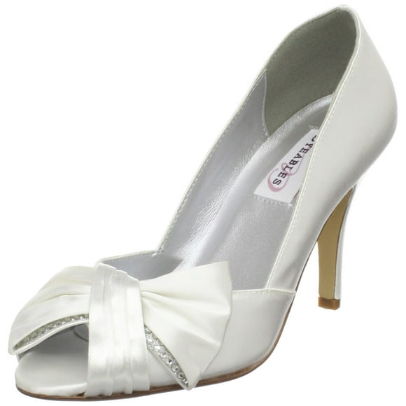 Dyeables Women's Liv Open-Toe Pump,White Satin,5.5 B US