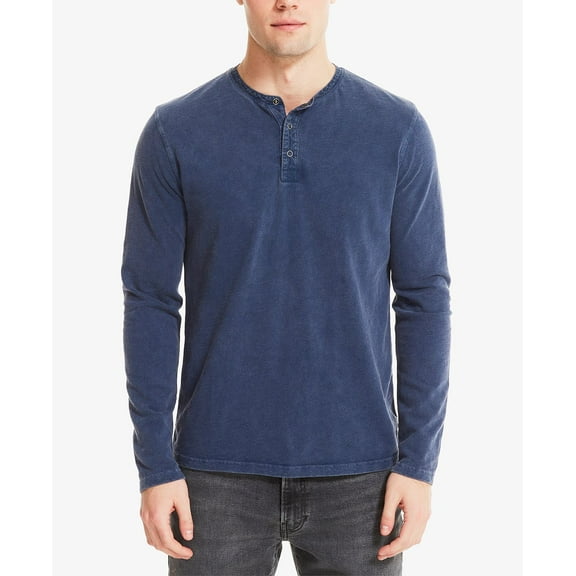Lucky Brand Men's Weekend Slub Jersey Long Sleeve Henley T-shirt, Size XX-Large, Insignia Blue