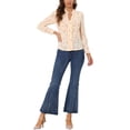 thumbnail image 2 of INSPIRE CHIC Women's Floral Print V Neck Office Long Sleeve Blouse XS Apricot, 2 of 6