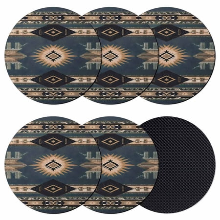 Vintage Geometric Boho Coasters Set of 6 Absorbent Coasters for Drinks Retro Ethnic Tribe Abstract Art Coaster for Desk Coffee Table Protection Home Decor House Warming Gifts 4
