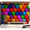 thumbnail image 6 of Tiptophomedecor Abstract Wallpaper Wall Mural - Colorful Geometric Boxes, 6 of 7