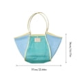 thumbnail image 3 of Bolso de playa de gran capacidad, bolso de hombro con bloques de color, bolso de compras de malla calada, organizador de viaje, bolsa de almacenamiento de poliéster, 3 of 7
