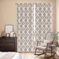 thumbnail image 3 of Beige Moroccon Kitchen Curtains 96 Inch Length, Farmhouse Minimalist Abstract Geometric Grommet Top Bedroom Living Room Curtains, Light Filtering Cafe Curtain Drapes 2 Panels Set 104''x96'', 3 of 9