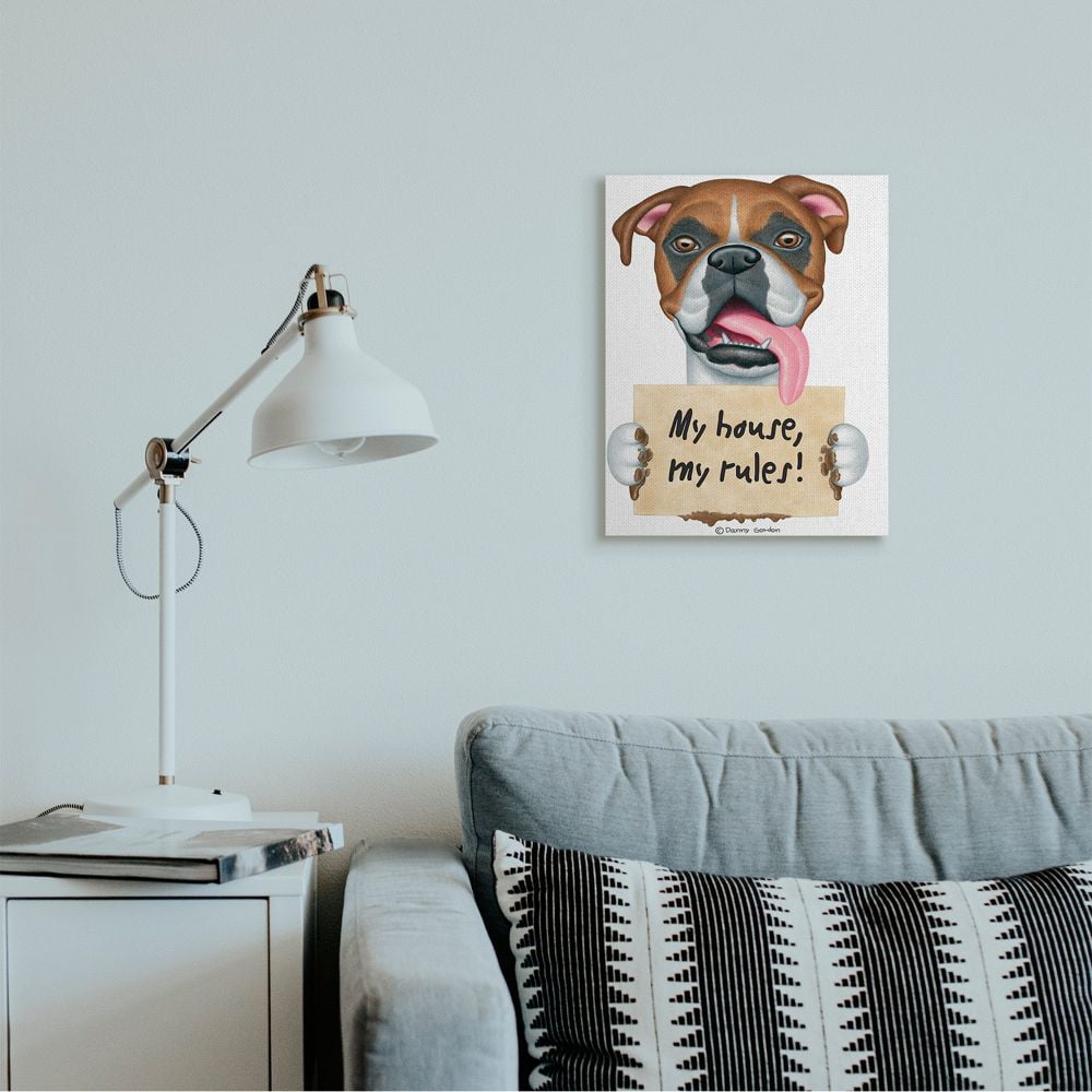Stupell Industries My House My Rules Quote Funny Dog Home Pet Sign Canvas Wall Art Design by Danny Gordan