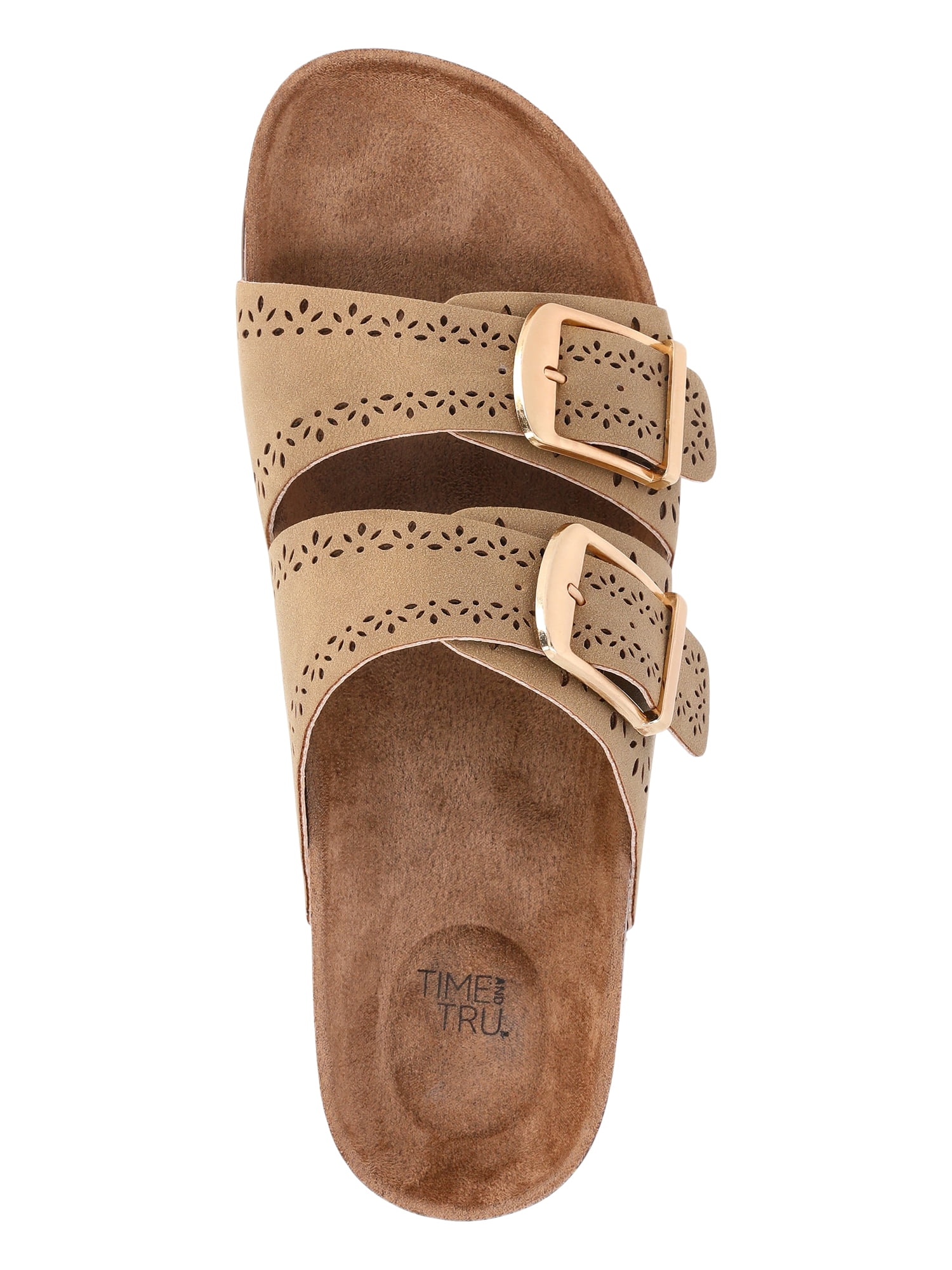 Time and Tru Women's Footbed Slide Sandals, Wide Width Available