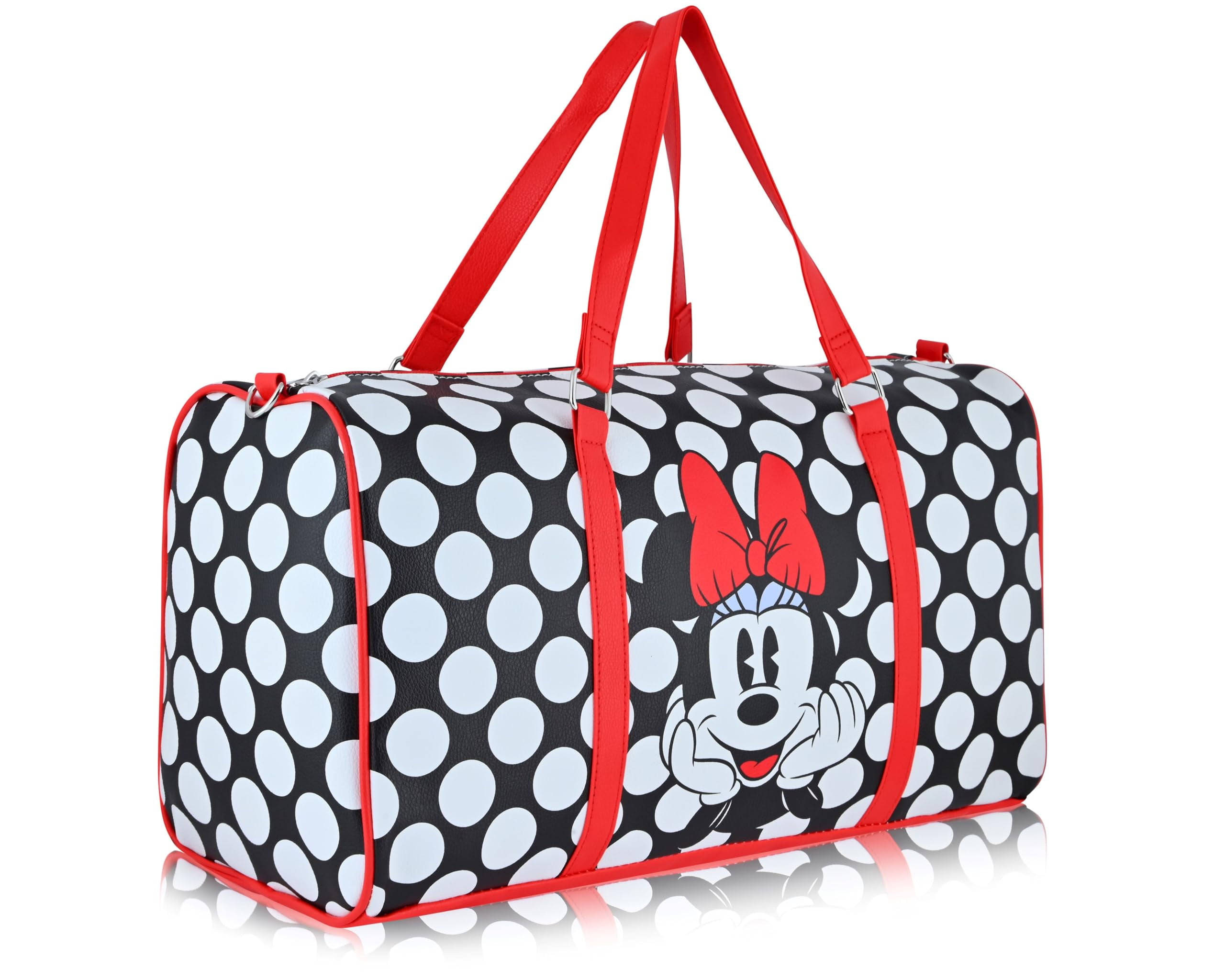 Minnie Mouse Duffle Bag  Disney Minnie Mouse 16" PU Leather Travel Bag, Overnight Bag, Weekender Bag  Disney Gifts for Women, Girls, Men  Ages 3+