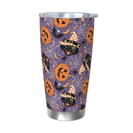 

Junzan Vintage Halloween Black Cat for 20oz Stainless Steel Insulated Car Cup with Spillproof Lid - Insulated Coffee Mug Thermal Cup-Without Straw