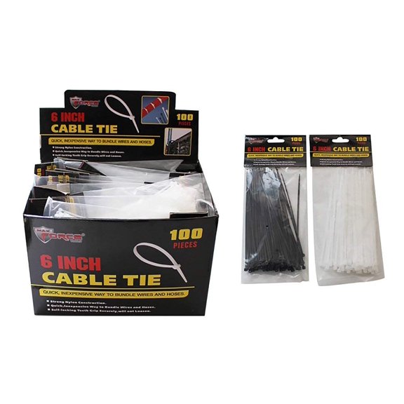 Diamond Visions Max Force 2221234 6 Inch Cable Tie 100 Piece Pack Set in Assorted Colors 3 Packs