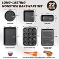 thumbnail image 3 of Kikcoin Bakeware Set, 22 Pcs Carbon Steel Non-Stick Baking Pan Set, Baking Sheet for Kitchen, Muffin Pan & Cookie Sheet & Cake Pan, Oven Safe up to 446℉, 3 of 10