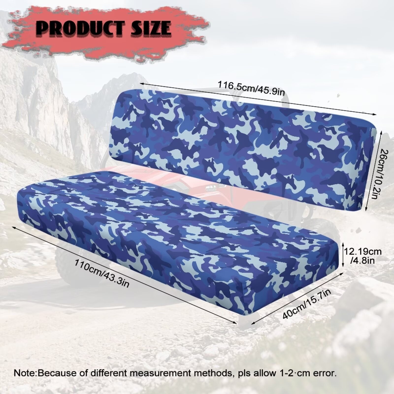 Yuyamidu Blue Camouflage UTV Seat Cover Full Protection Camo Mule Bench Seat Cover Comfort Anti Slip UTV Accessories Elastic Fabrics Compatible with Kawasaki Mule 3000 3010 3020