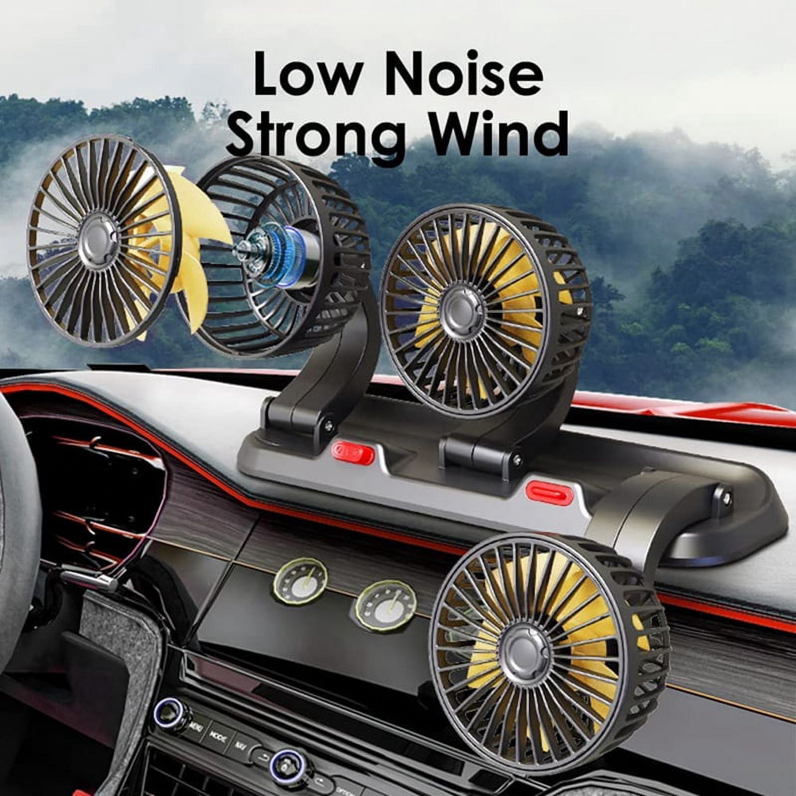 Fan for Car Three-Head Fan for SUVs USB Cooling Air Small Personal Fan 2 Speeds Elek8816
