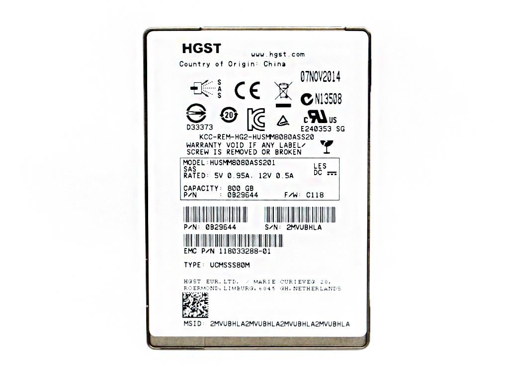 HGST Ultrastar SSD800MM 800GB 2.5" MLC SAS 12Gb/s SSD HUSMM8080ASS200 0B28588 