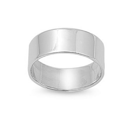 Sterling Silver Flat Cigar Plain Wedding Band Ring