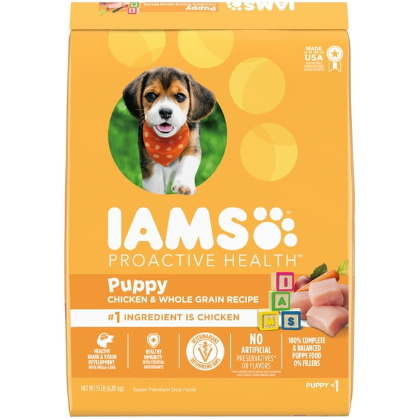 IAMS Smart Puppy Chicken & Whole Grains Dry Dog Food for Puppy, 15 lb