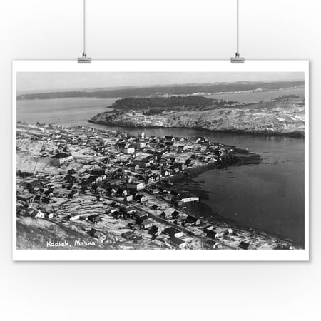 Alaska Aerial Photo - Kodiak, Alaska - Aerial View of Town Photograph (9x12 Art Print, Wall Decor Travel Poster)