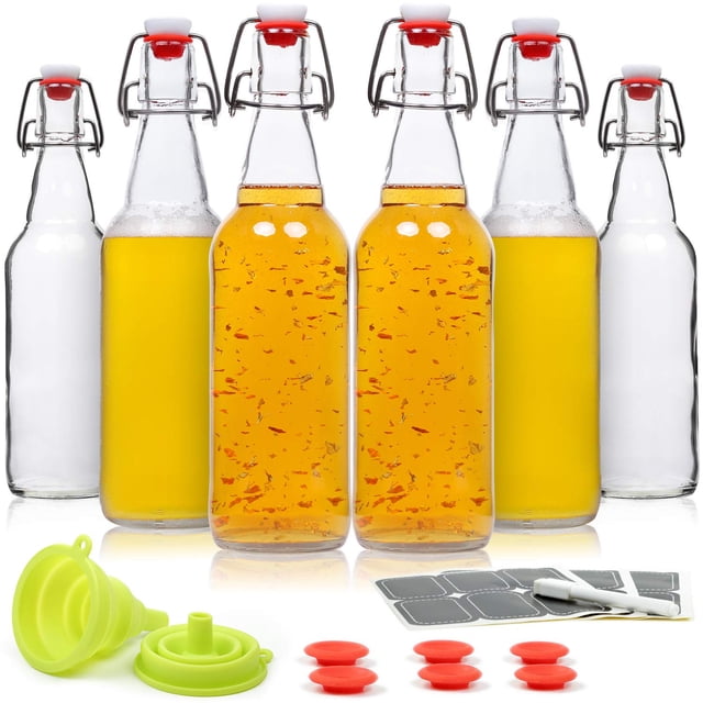 Set de 6 botellas de vidrio WILLDAN de 473 ml, herméticas y a prueba de fugas