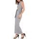thumbnail image 4 of INSPIRAR CHIC Mono sin mangas con botón y cintura atada para mujer M Gris claro, 4 of 6