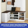 thumbnail image 6 of ModFusion White & Walnut L-Shaped Corner Entryway Hall Tree with Hooks, Flip-Top Storage, and Shoe Bench, 6 of 10
