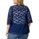 thumbnail image 3 of Cárdigan de mujer plus size Agnes Orinda con encaje de crochet, mangas 3/4, ligero y transparente, cubre verano 4X azul, 3 of 5