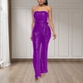 thumbnail image 2 of HJYCHN Elegant Women's Sleeveless Strapless Sequined Jumpsuit for Evening Party and with Comfortable Stretch Fit and Fashionable Design Purple L, 2 of 6