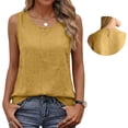 thumbnail image 5 of Cotton Linen Tank Tops for Women Summer Casual Comfy Sleeveless Linen Shirts Loose Lightweight Gauze Cami Yellow L, 5 of 6
