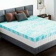 Mattress Toppers Blue Gel Infused Cooling Bedding Pad 3 Inches