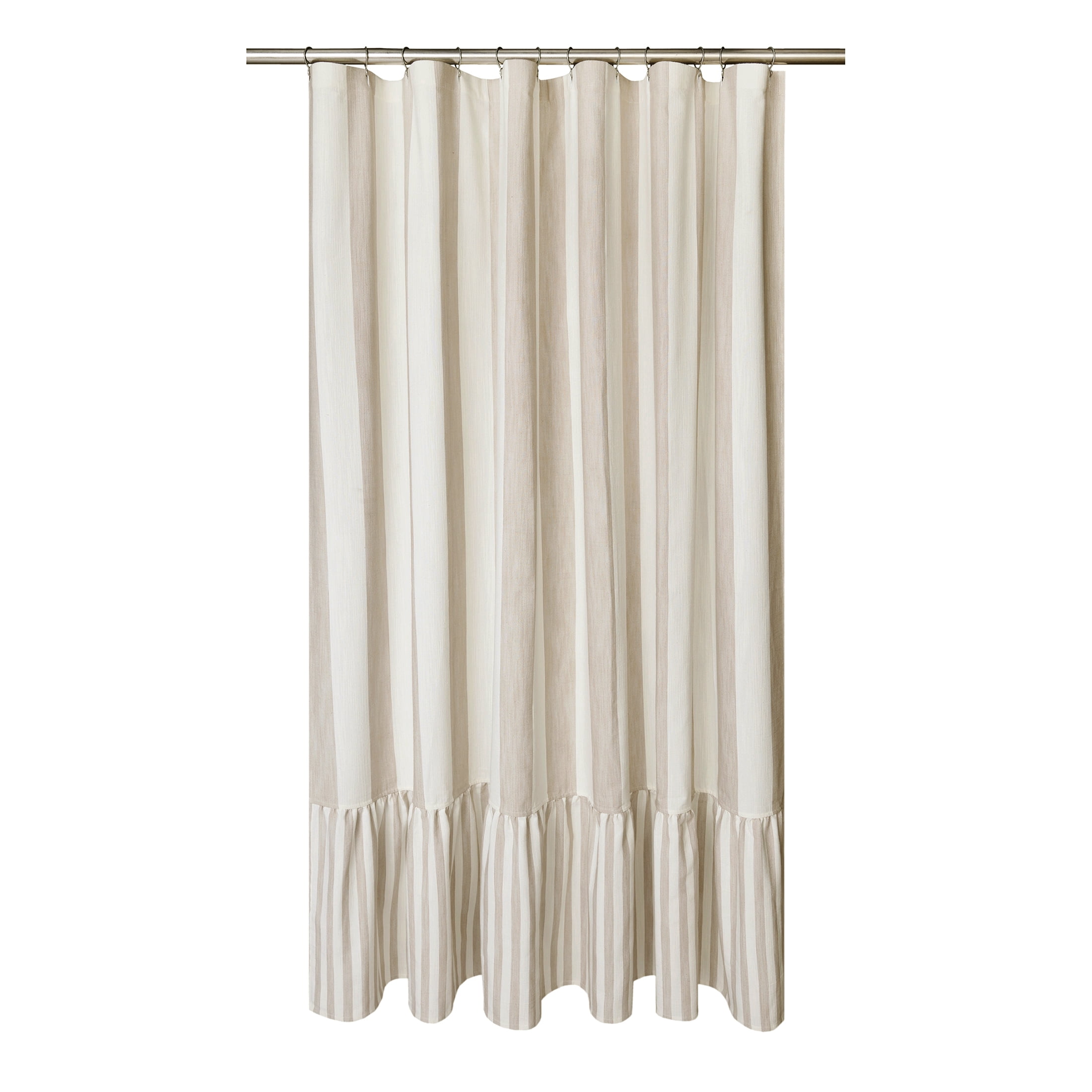 Beautiful Fawn Mix & Match Stripe Shower Curtain by Drew Barrymore, Cotton & Polyester, 72" x 72"