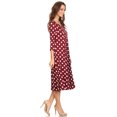 thumbnail image 3 of Women's Casual Basic Comfy 3/4 Sleeve Flare A-line Midi long maxi Dress, 3 of 4