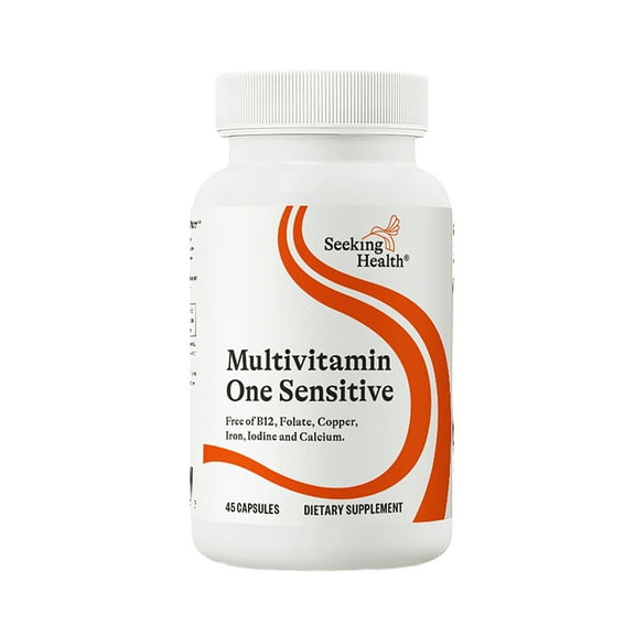 Seeking Health Multivitamin One Sensitive, Daily Vitamin Without B12, Folate, Copper, Iron, Iodine, Calcium, Choline, and Lutein, Antioxidant Support, Vegetarian and Vegan (45 Capsules)