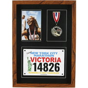 MedalAwardsRack Shadow Box Picture Frame Display for Medals, Bibs, and Photos for Athletic Medals, Military Awards, Marathon Runner, Triathletes, 5k, and More –Stained