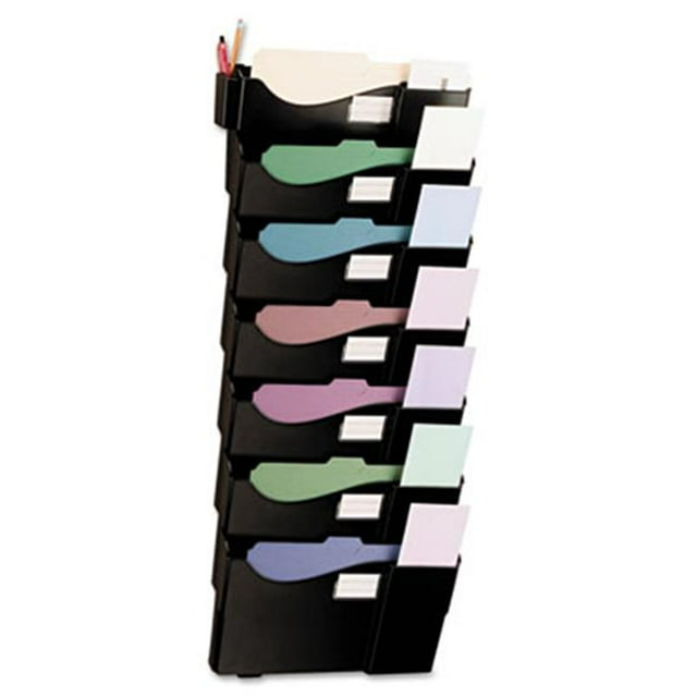 Grande Central Filing System Seven Pocket Wall Mount Plastic Black