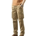 thumbnail image 4 of Quinlirra Men's Pants Stretch Men's Casual Fashion Outdoors Multi-Pocket Banded Solid Color Cargo Full Length Pants, 4 of 5