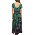 thumbnail image 2 of Sakkas Lia Short Sleeve Peasant Maxi Corset Tie-dye Dress with Embroidery Runs Big - Green - S/M, 2 of 5