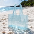 thumbnail image 3 of Clear Blue Jelly Tote Bag, Glossy Transparent PVC Shoulder Handbag, Large Capacity Shopping Bag for Women, 3 of 7