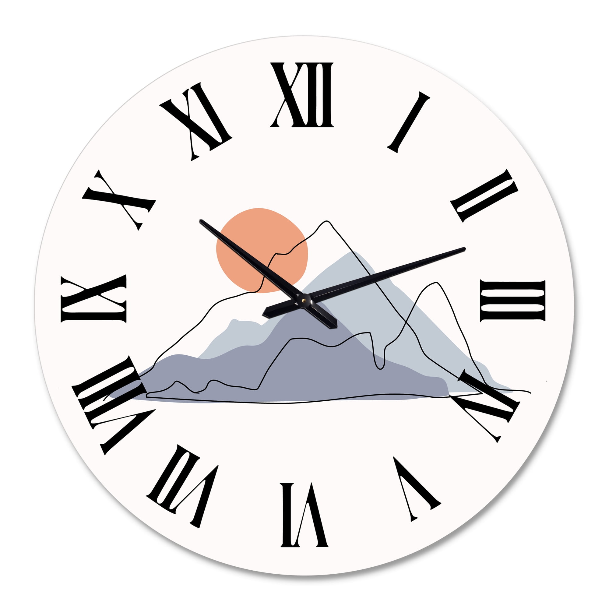 Designart 'Abstract Mountainscape With Red Moon' Modern Wall Clock