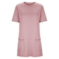 thumbnail image 4 of gakvbuo Short Sleeve Tunic Tops For Women To Wear With Leggings Summer Tops Round Neck Blouse T-Shirt Pullover Long Dressy With Pockets, 4 of 6