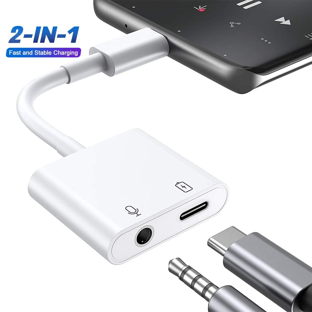 USBC to 3.5 mm Headphone Jack Adapter 2in1 USBC to AUX Adapter with