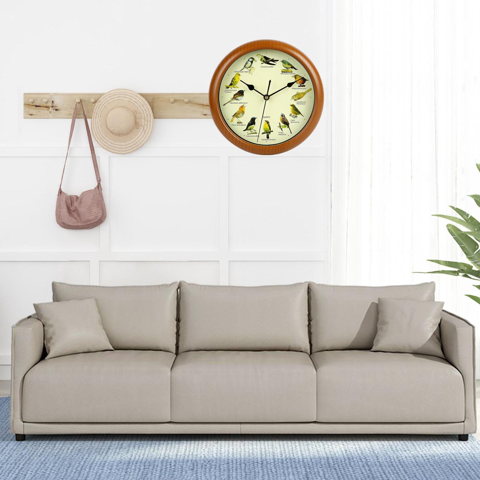 Baoblaze Bird Wall Clock Creative Round Bird Clock with Sound for Bedroom Home Office